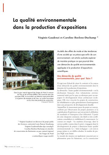 La qualité environnementale dans la production d'expositions - OCIM