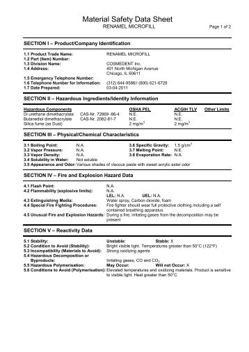 MSDS-Renamel Microfill - Cosmedent