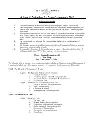 Science & Technology 8 – Exam Preparation - 2012