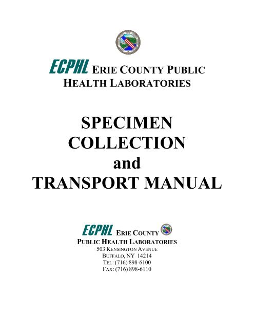 Specimen Collection and Transport Manual - Erie County