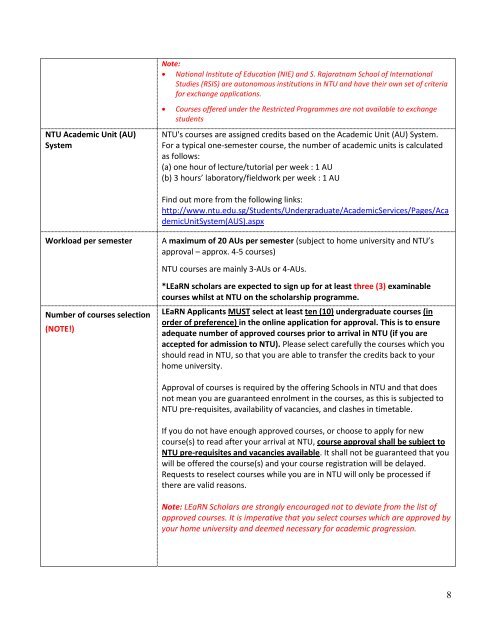 TF LEaRN @ NTU Info Sheet (AY2013-2014) - International Relations