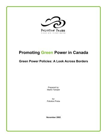 Promoting Green Power in Canada - Centre for Human Settlements