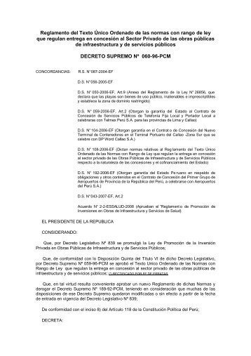 Decreto Supremo NÂº 060-96-PCM - Protransporte