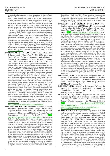 © Biospeologica Bibliographia - Publications 2010-2