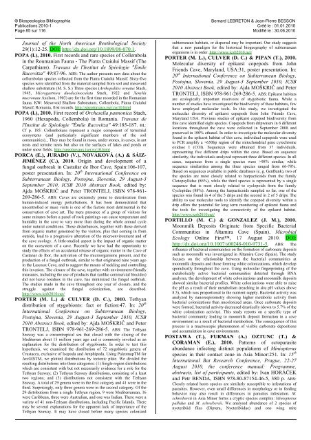 © Biospeologica Bibliographia - Publications 2010-2