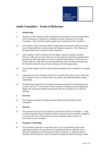 Audit Committee - Terms of Reference