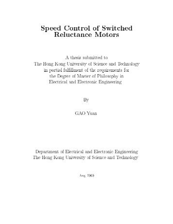 Speed Control of Switched Reluctance Motors