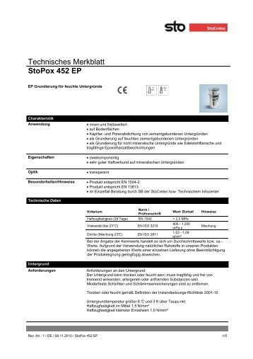 Technisches Merkblatt StoPox 452 EP - farbenbote.de