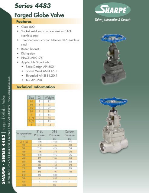 Series 4483 Forged Globe Valve - SharpeÂ® Valves