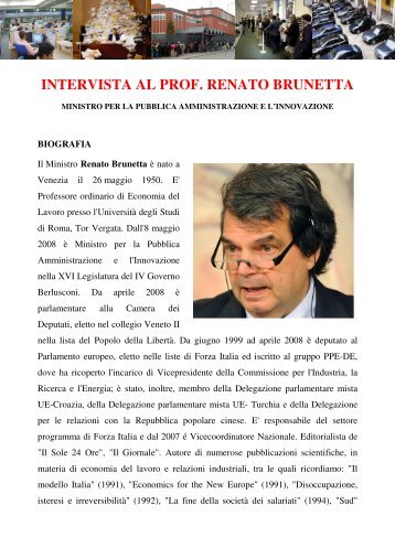 INTERVISTA AL PROF. RENATO BRUNETTA - lostatoperfetto.it