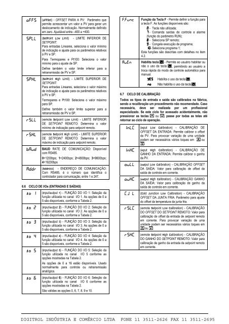 Manual de instruÃ§Ãµes controlador N2000 Digitrol