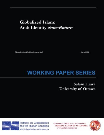 Globalized Islam: Arab Identity Sous Rature - McMaster University