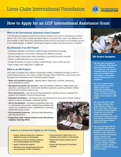 How to Apply for an International Assistance Grant - LCIF