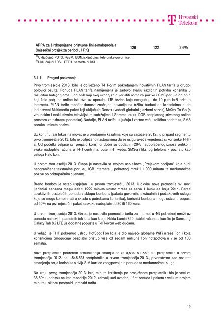 T-Hrvatski Telekom Rezultati za tri mjeseca zavrÅ¡ena 31. oÅ¾ujka 2013.