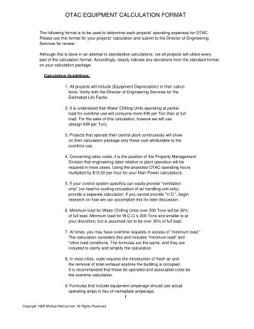 OverTime HVAC Calculation Analysis Program - McCormick PCS Info