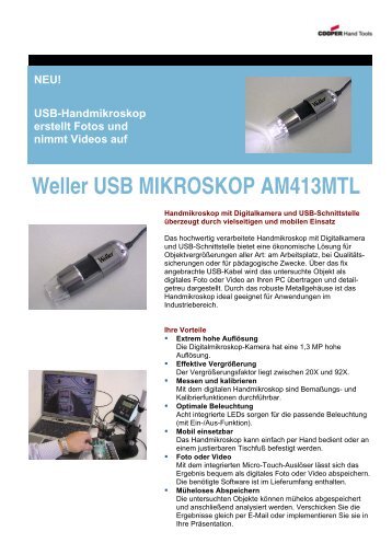 Weller USB MIKROSKOP AM413MTL