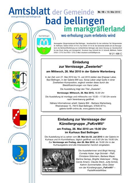 Einladung zur Vernissage - Gemeinde Bad Bellingen