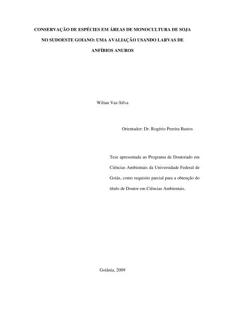 Wilian Vaz-Silva, ConservaÃ§Ã£o de EspÃ©cies em Ã¡reas de ...