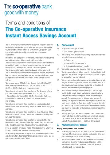 Terms and conditions - The Co-operative Bank