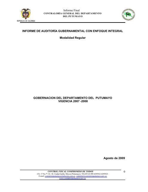 informe de auditorÃ­a gubernamental con enfoque integral