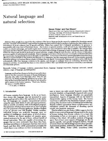 Natural language and natural selection - Psychology