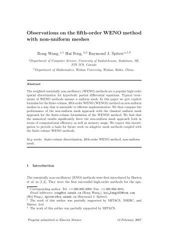 Observations on the fifth-order WENO method with non-uniform ...