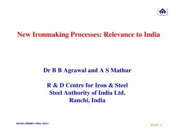 New Ironmaking Processes: Relevance to India - IIM