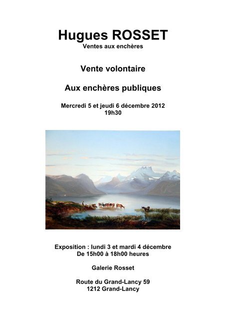 Conditions de vente - Galerie Rosset