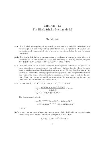 Chapter 13 The Black-Scholes-Merton Model