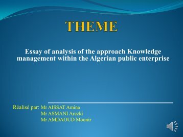 Essay of analysis of the approach Knowledge management ... - ISKO