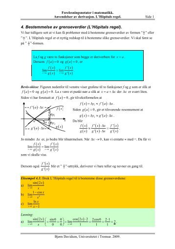 L'HÃ´pitals regel - Universitetet i TromsÃ¸