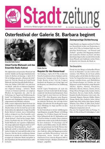 Osterfestival der Galerie St. Barbara beginnt - in Hall in Tirol