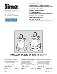 MOD. 2300-04, 2305-04, 2310-04, 2355-04 - Simer Pump Company