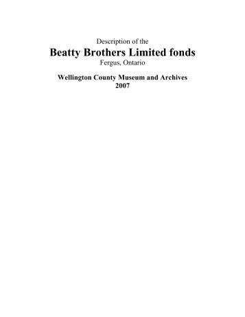 Beatty Brothers Limited fonds - County of Wellington