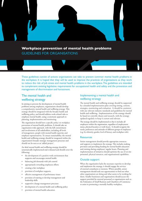 GUIDELINES for workplace prevention of mental health problems_0