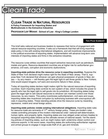 clean trade in natural resources - Institute for Environmental Security