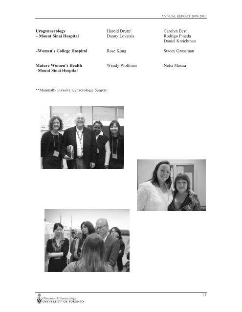 ANNUAL REPORT 2009-2010 - ObGyn - University of Toronto ...