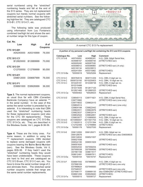 C13a REPLACEMENTS - Canadian Tire Coupon Collectors Club