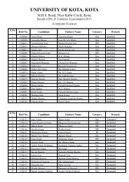 Ph. D. Computer Science Entrance Exam Result - University of Kota