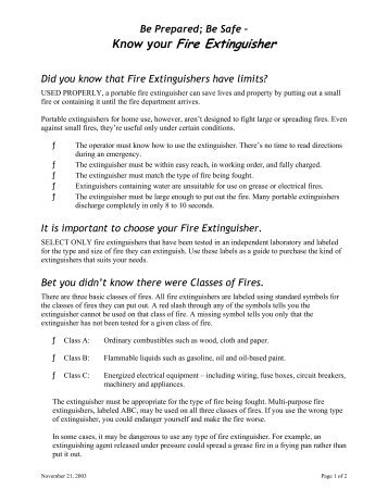 Fire Extinguisher Info Guide