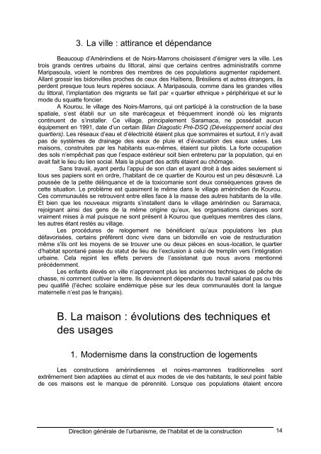 Mode de vie traditionnels et modernisme dans l'habitat en Guyane ...