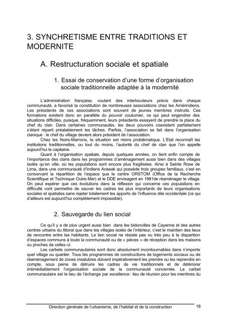 Mode de vie traditionnels et modernisme dans l'habitat en Guyane ...