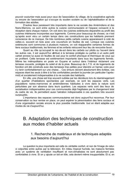 Mode de vie traditionnels et modernisme dans l'habitat en Guyane ...