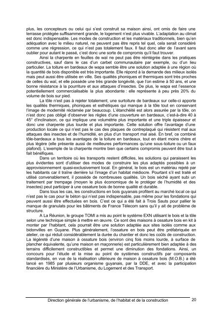 Mode de vie traditionnels et modernisme dans l'habitat en Guyane ...