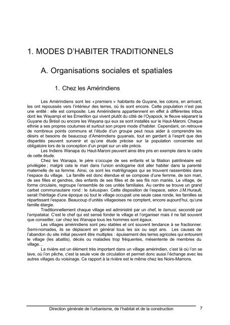 Mode de vie traditionnels et modernisme dans l'habitat en Guyane ...