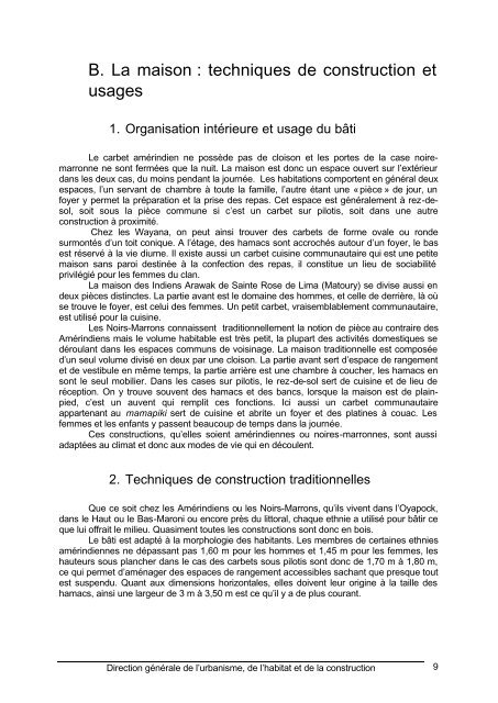 Mode de vie traditionnels et modernisme dans l'habitat en Guyane ...