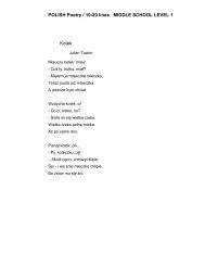 POLISH Poetry / 10-20 lines MIDDLE SCHOOL LEVEL 1 Kotek