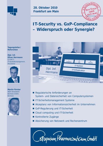 IT-Security vs. GxP-Compliance â Widerspruch oder Synergie?
