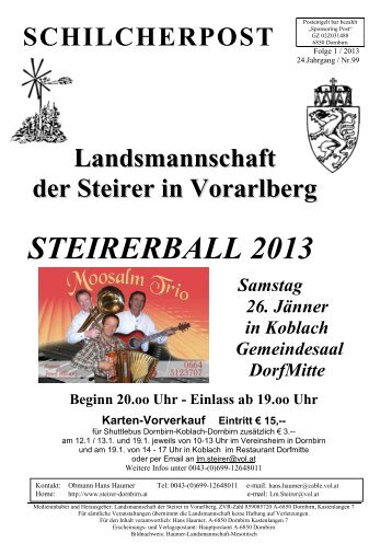 Schilcherpost Ausgabe 1_2013 - Landsmannschaft der Steirer in ...