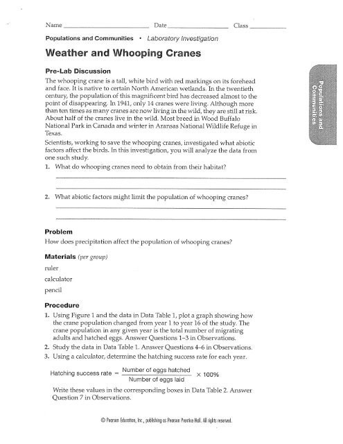 whooping crane case study answer key